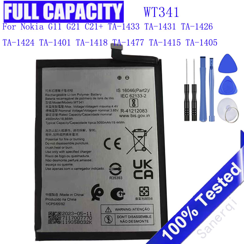 Gold 6138 - 5050mAh WT341 バッテリーノキア G11 G21 C21+